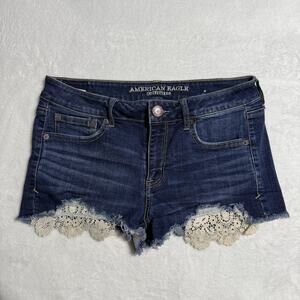 American Eagle Outfitters Shorts Womens 10 Blue Lace Cutoff Shortie Stretch